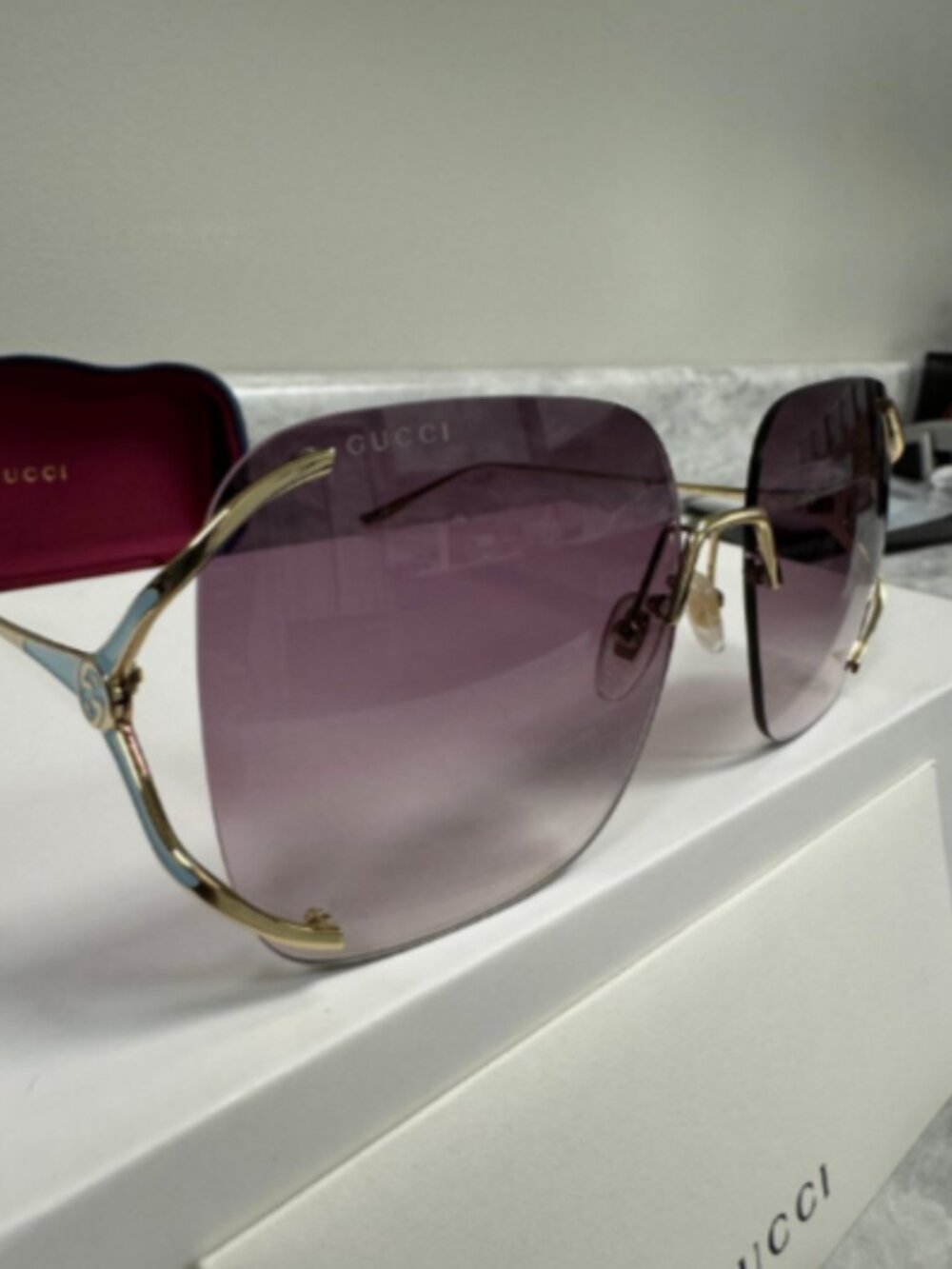 GUCCI | NEW | 0646S | 0646S - 003 | GOLD - BABY BLUE | GRADIENT VIOLET - Picture 4 of 4